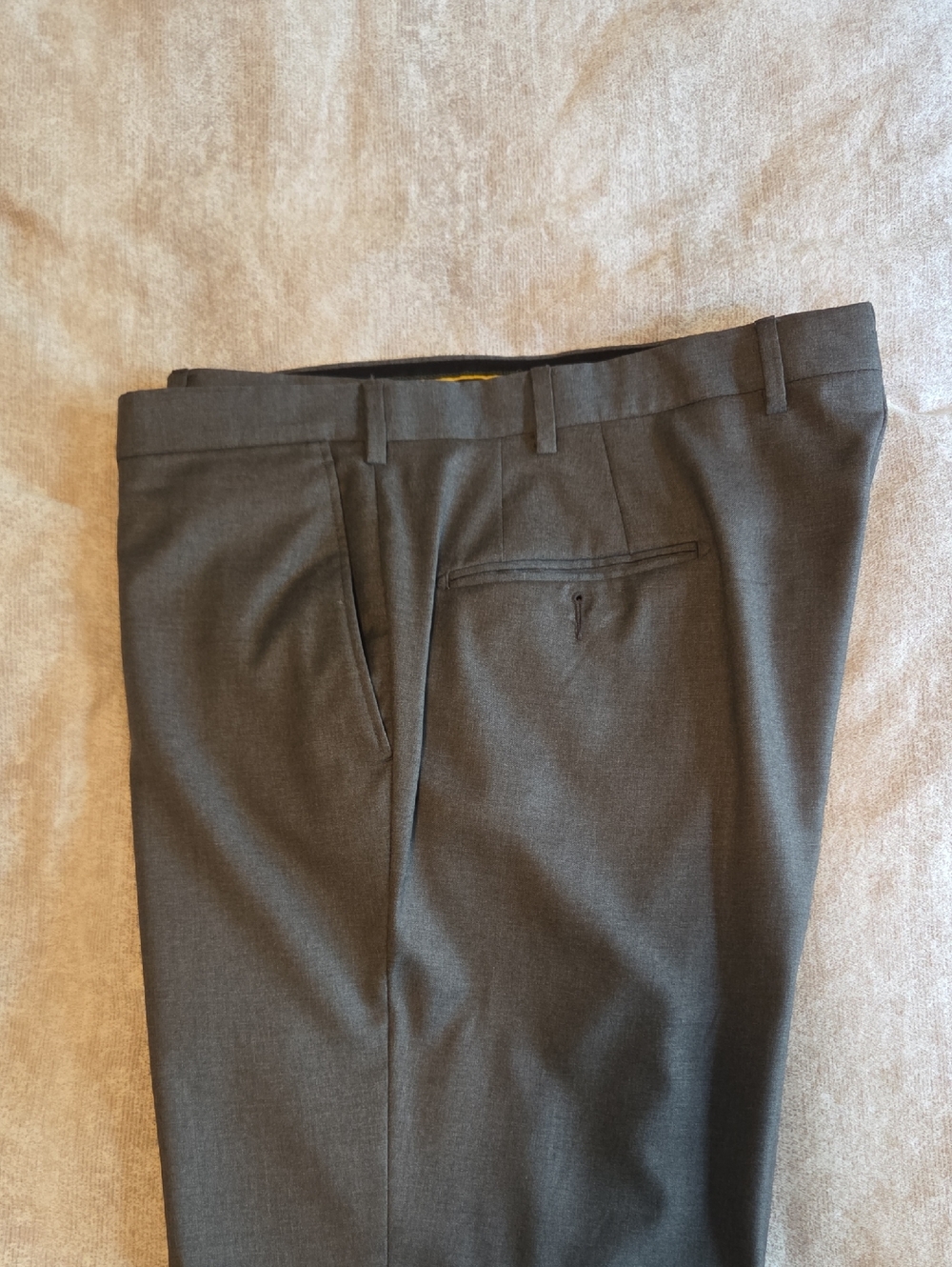 Hickey Freeman Traveler Men's Dress Pants in Charcoal Gray with Yellow Trim